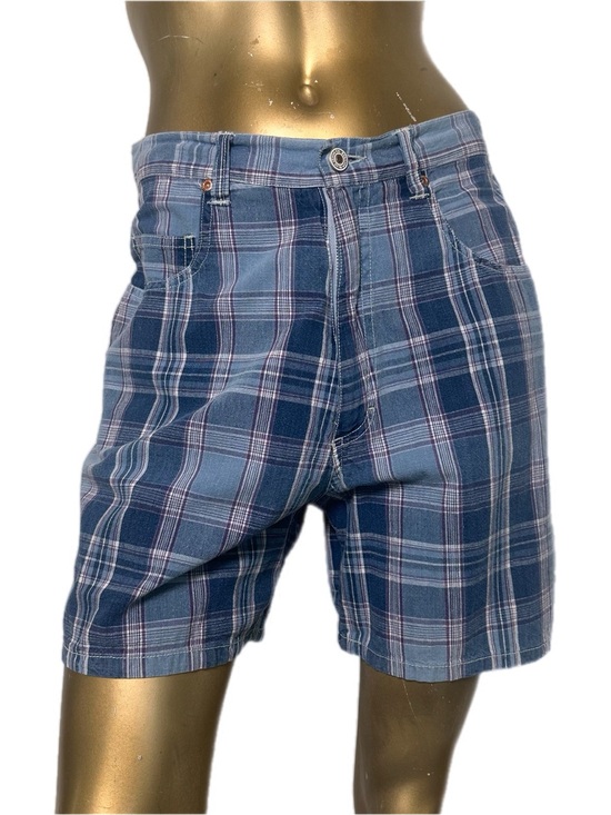Vintage Pants - Y2K Breaker Jeans Plaid Shorts Juniors 11 Blue Purple Cotton Low Rise Shorts